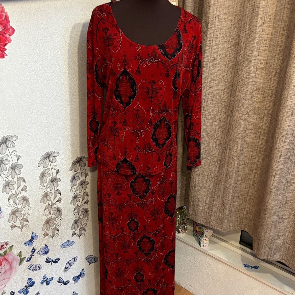 Vintage 1990’s Susan Lawrence red and black top and skirt set. Size S/M. - Picture 5 of 17